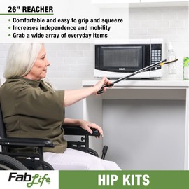 FabLife Hip Kit Daily Living Aids for Mobility, Hip Replacement Recovery, Knee and Back Surgery Includes Grabber Reacher, Bath Sponge Stick, Formed Sock Aid, Shoehorn