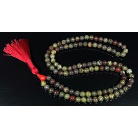 Bloodstone Jasper Mala Beads Necklace | 8mm | 108 Beads | Warrior’s Mala | Aries Birthstone & Root Chakra
