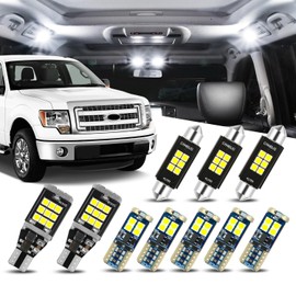 Auto Dynasty 10 Pieces 12V 5500K Interior Car Dome Map Cargo License Plate LED Light Bulbs Kit Compatible with Ford F-150 2009-2014, Pure White