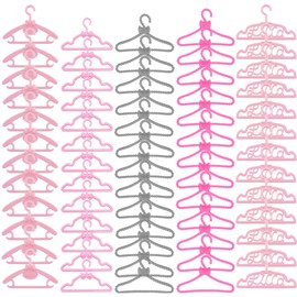 E-TING 60 Pcs Mini Doll Clothes Hangers Plastic Mixed Little Hangers Doll Clothes Accessories for 11.5 inch Doll