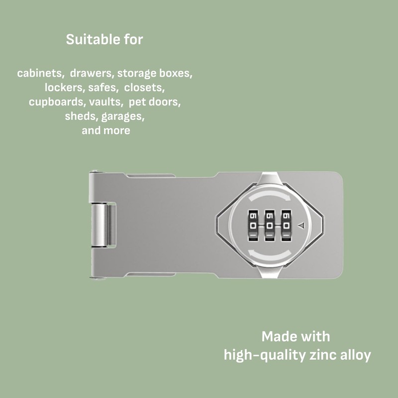 Keyless 3-Digit Combination Lock – Twist Knob Hasp Latch with
