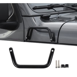 Voodonala Manija de agarre lateral instalada en 醤gulo frontal compatible with Jeep Wrangler JL JLU Gladiator 2018-2022 accesorios exteriores (negro, 1 asa/juego, no apto compatible with 4XE lado izquierdo)