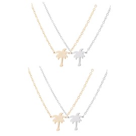CALLARON 4 Pcs Hawaii Necklaces Palm Tree Pendant Coconut Tree Necklace Party Supplies Small and Fresh