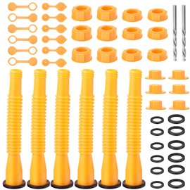 6 Kit 37 Pcs Gas Can Spout Replacement Set - 6 Bendable Tubes, 6 Screw Collar Coarse Thread, Gas Can Nozzle 5 Gal & 6Fine Thread for Most 1/2/5/10 Gal Oil Cans