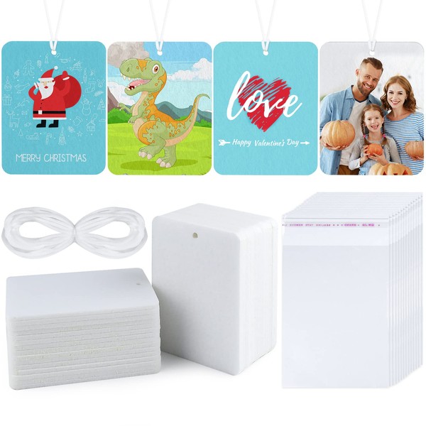 TUPARKA 60 Pieces Sublimation Air Freshener Blanks with Bags,DIY Sublimation