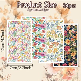OLYCRAFT Tropical Flowers Clay Transfer Paper 4 Design 24 Pcs Transfer Paper for Polymer Wildflowers Polymer Clay Transfer Sheets Colorful Flowers Small Transfer Paper for Clay Earrings Jewelry Making