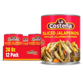 La Costeña Sliced Jalapeno Peppers - Pickled Jalapenos - Jalapeno Pepper - Hot Peppers for Mexican Food, Guacamole, Spicy Nacho & Taco Toppings, Enchiladas & Salsa - 28oz, 12 Pack Canned Jalapenos