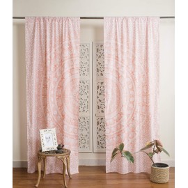 Popular Handicrafts Indian Hippie Bohemian Beautiful Elephant Mandala Curtain Panels Rose Gold