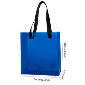 TotePrint Blue Clear PVC Tote Bag with Black Handles13.3 x 11.8 x 3.94 inches Stadium Approved Transparent Plastic Beach Bag for Women (Blue)