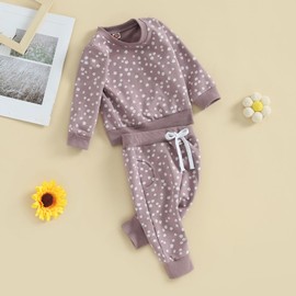 Newborn Baby Girl Clothes Daisy Outfit Long Sleeve Sweashirt Tees Tops Pants Infant Toddler Girl Fall Winter Clothes (Purple, 0-6 Months)