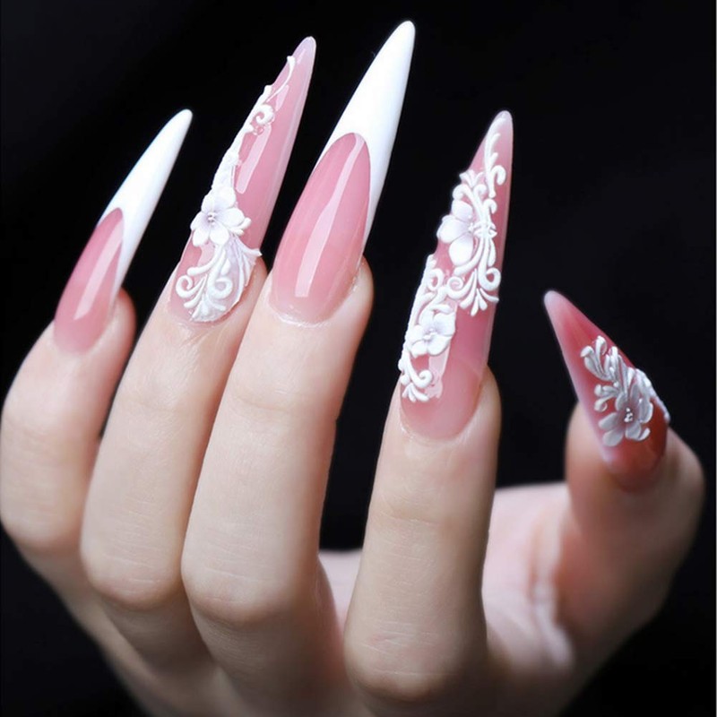 YIMART 500pcs Acrylic Medium Long Stiletto Nail Tips Easy Coffin