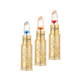 YAYAMIYA Lipstick, Jelly Lipstick, 24K Temperature Changing Lip with Gold Foil, Dried Flowers, Warm Discoloration, High Moisturizing Power, Color Changing Lip Gloss, Waterproof & Long Lasting Beauty Bright Flower Crystal Jelly Lipstick (01+02+03)