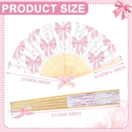 Roowest 36 Pcs Pink Bow Folding Hand Fan Bulk Coquette Bow Party Favors Folding Handheld Fan for Women Birthday Bridal Bachelorette Shower Wedding Party Supplies