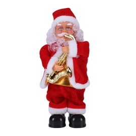 Christmas Father Santa Decor Musical Figures Free Standing Electric Christmas Dolls Dancing Singing Saxophone Bells Funny Plush Father Christmas Santa Claus Indoor Xmas Home Decor Ornament Ages 14+
