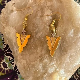 Unbranded Gold Arrowhead Boho Dangle Earrings -Tribal Southwestern Intricate Jewelry -New