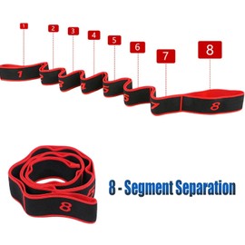 YXTKJ Yoga Stretch Strap,Girl Elastic Latin Dance Multi-Loop Stretch Band,Yoga Pilates Gym Exercise Resistance Bands for Physical Therapy, Pilates, Dance, Fitness (Black & Red 8 Loops)