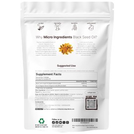 Micro Ingredients Black Seed Oil Softgels, 3,000mg, 240 Count | 2-in-1 Formula with Oil of Oregano, Carvacrol & Thymoquinone | Plant Based, Non-GMO, & Immune Support