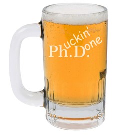12oz Beer Mug Stein Glass PHD Phuckin Done Graduation Gift Student Funny