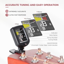 WTEETB 41PCS Guitar Picks Rechargeable Guitar Tuner Clip on Chromatic Digital Tuner Acoustic Guitar Accessories Kit for Guitars Violin, Ukulele, Bass