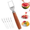 Watermelon Cutter with 5 Forks Stainless Steel Watermelon Slicer Wooden