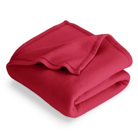 Bare Home Polar Fleece Blanket - Extra Long - Red - Warm & Cozy - Premium Fleece Throw for Bed, Sofa, Camping, Travel and Cold Nights - Lightweight Blanket (Twin/Twin XL, Red)