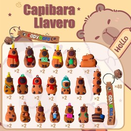 40 Piezas Llaveros Mayoreo Capibara,llaveros para Regalos Dia del Niño (Incluye Llavero, Campanas) Lindo Animal de Capibara,Juguetes de lavero y Regalos,egalos Dia Del Niño Mayoreo