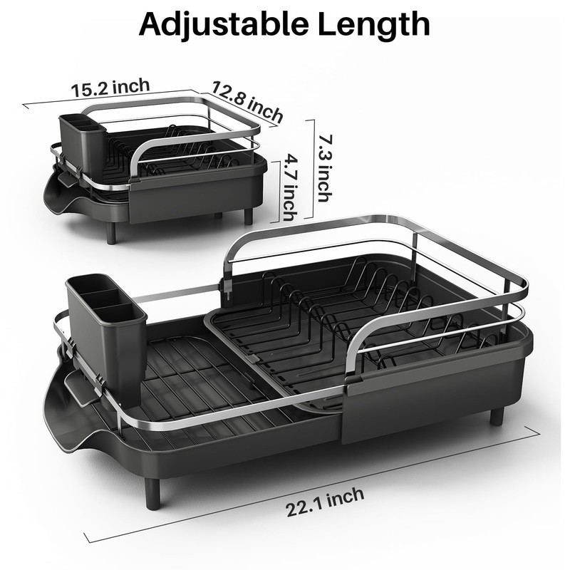 SNTD Dish Drying Rack, Expandable Dish Rack for Kitchen Counter,