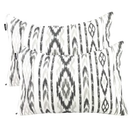TRESMESTRES Sofa Cushion Covers – Mediterranean, Colourful, Ikat – Bed Cushion Covers Set of 2 – Decorative Cushion Covers 30 x 50 cm – Black