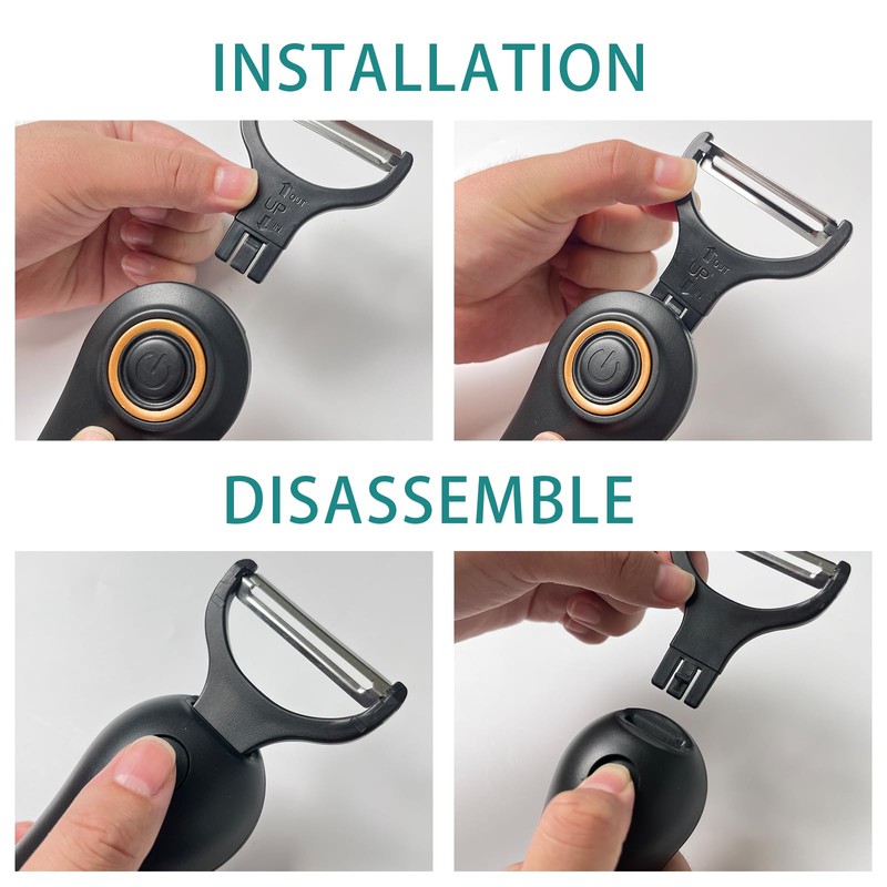 SUNHAIXIA Electric Peeler, 3 Stainless Steel Blades, Fruit & Potato