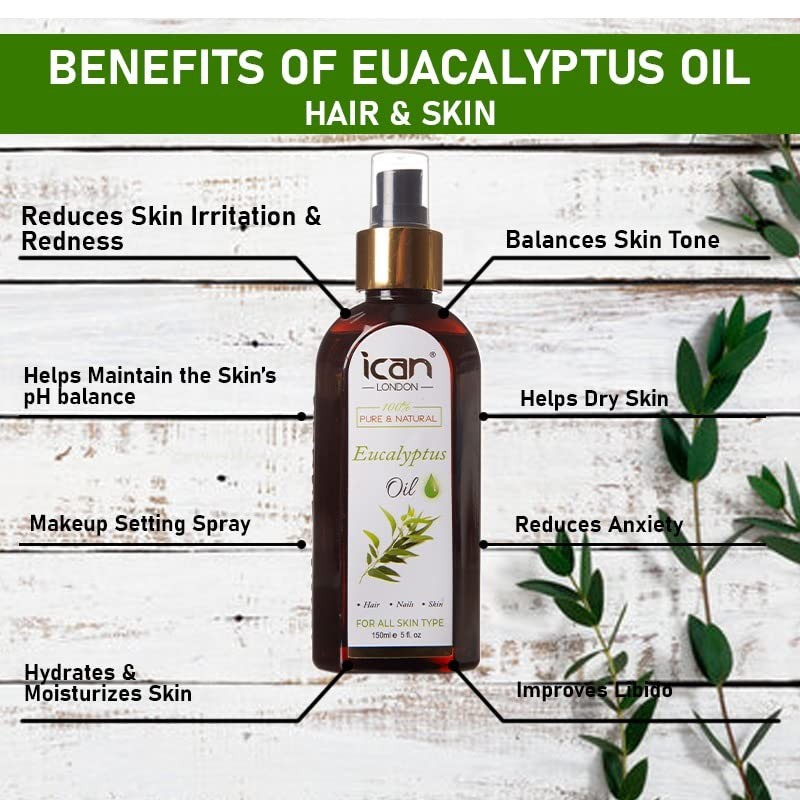 ICAN LONDON 100% Pure and Natural Eucalyptus Oil for Hair,
