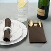 Disposable Linen-Feel Dinner Napkins With Built-in Flatware Pocket, 50-Pack BROWN
