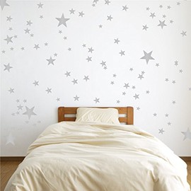 The Decal Guru Vinyl Star Wall Decal Stickers for Home Wall Decor Night Sky Removable Graphic Transfers for Nursery or Kids Room, 48" x 55", Silver