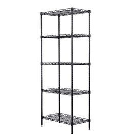 Alued 5-Shelf Shelving Storage Unit Metal Shelving Wire Rack Kitchen Storage Shelf Rack for Garage Shelf Kitchen Appliance Storage Changeable Assembly Floor Standing Carbon Steel Storage Rack (Black)