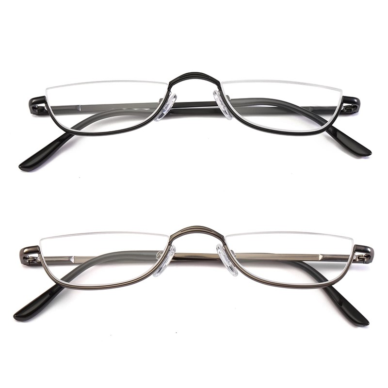 KoKoBin Half Reading Glasses - 2 Pairs Half Rim Metal