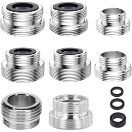 MOAZIFI Juego de adaptadores de grifo - 8 piezas de adaptador de metal con juntas para manguera de jardín, cocina y exterior