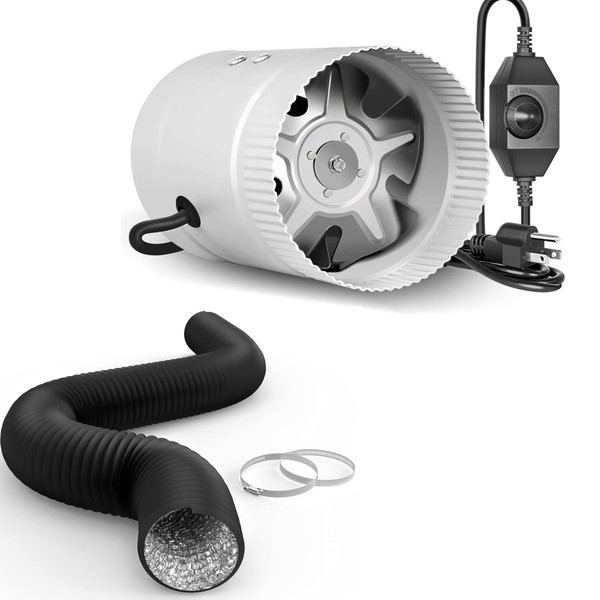 iPower 4'' Inline Booster Duct Fan with Speed Controller and