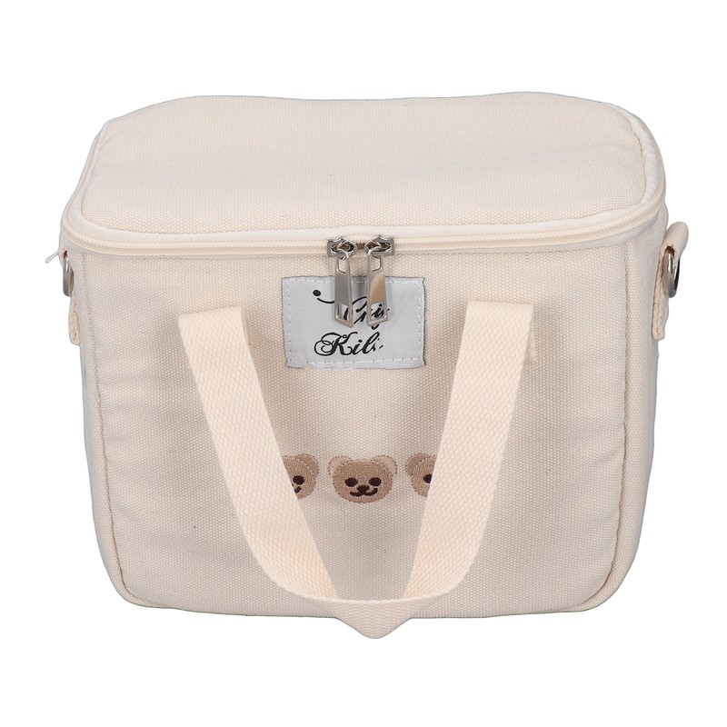 Insulated Lunch Bag Embroidered Bear Waterproof Leakproof Adjustable Straps Lunch
