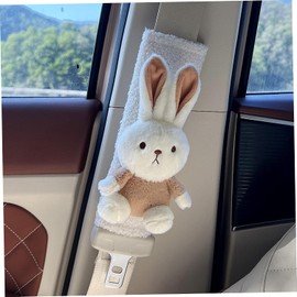 2 fundas para cinturón de seguridad de conejito dibujos animados invierno para niños, cojín suave y esponjoso para cinturón seguridad para cochecito bebé, protector cómodo para corre