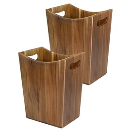 Zugzwang Wood Trash Can, 2 Gallon Small Acacia Wood Waste Basket for Office, Bathroom, Bedroom, Kitchen, Living Room (2 Gallon - 2 Pcs)