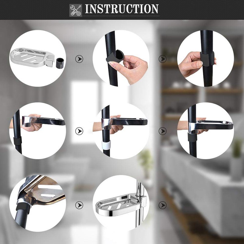 ABS Soap Dish Holder, Adjustable Soap Dish Shower Rail Slider