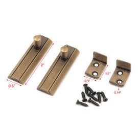 Bitray 2PCS Slide Bolt Latch 2-inch Solid Brass Antique Door Sliding Bolt Bronze Tone Security Slide Bolt