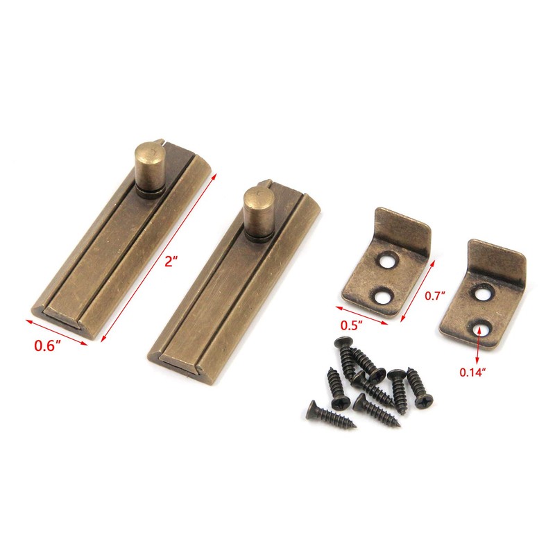 Bitray 2PCS Slide Bolt Latch 2-inch Solid Brass Antique Door