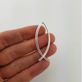 Sterling Silver Symmetrical Crossover Threader Earrings Open Hoop 18 Gauge