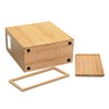 Bamboo Slim Trash Can with Lid, Waste Basket for Bathroom,