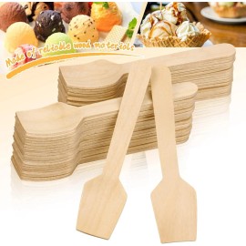 Unbranded 300 Pcs 3.75" Disposable Mini Wooden Tasting Spoons for Ice Cream Sampling
