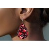 Twisted R Design Red Hearts on Black Print Wood Dangle