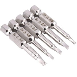 Bestgle 5pcs S2 Steel Magnetic Triangle Head Screwdriver Bits Tip Set 1.8mm, 2mm, 2.3mm, 2.7mm, 3mm, 1/4 Inch Hex Shank, 50mm Length
