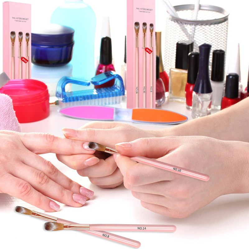 3 PCS Acrylic Nail Brush Set, Size 8/12/14 Professional Nail