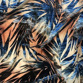 Leaf Burnout Velvet by Elotex Fabric (Tie Dye/Grey Turquoise)