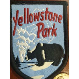 Vintage Yellowstone National Park Bear Geyser Embroidered Patch NEW Iron-On Sew